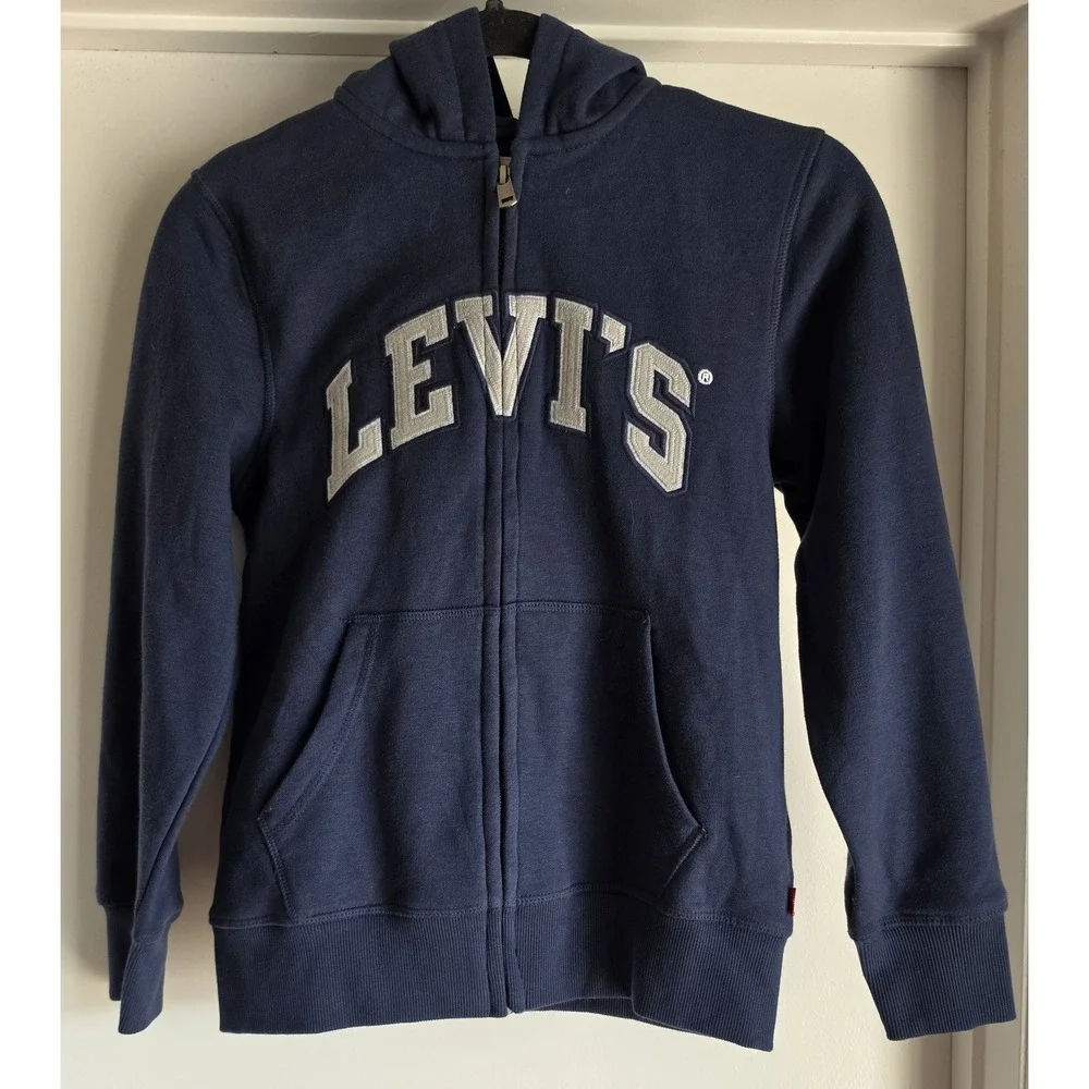 Levi's Kids Hoodie M 10-12 Navy Blue Long Sleeve Pullover Sweatshirt